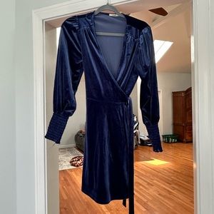 Francesca’s velvet wrap dress